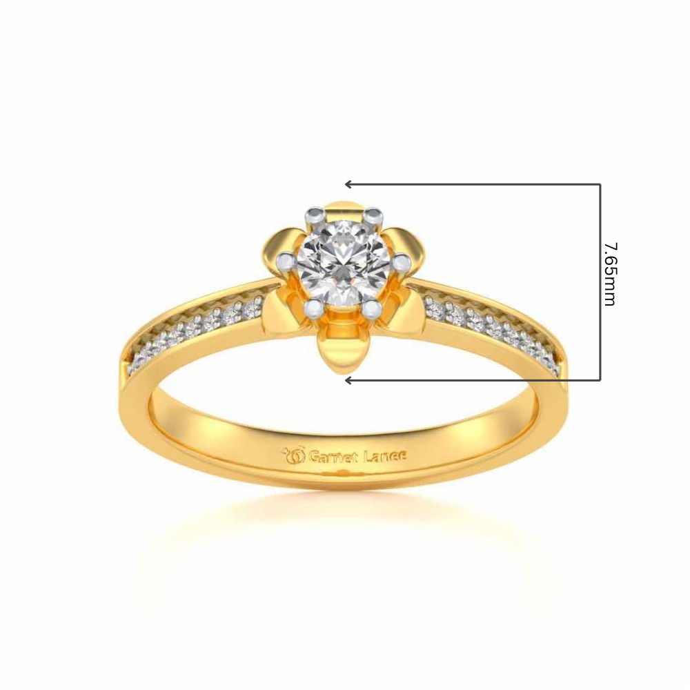Roseate Solitaire Silver Ring - Yellow Gold - Image 5