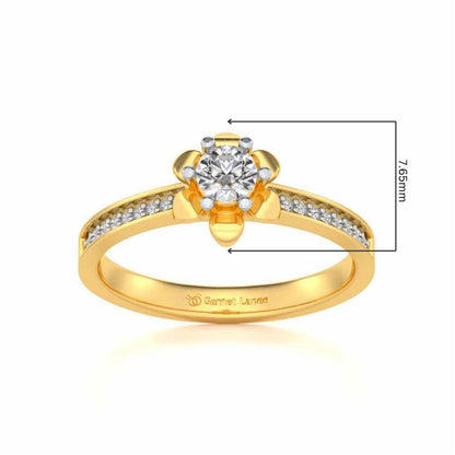 Roseate Solitaire Silver Ring - Yellow Gold - Image 5