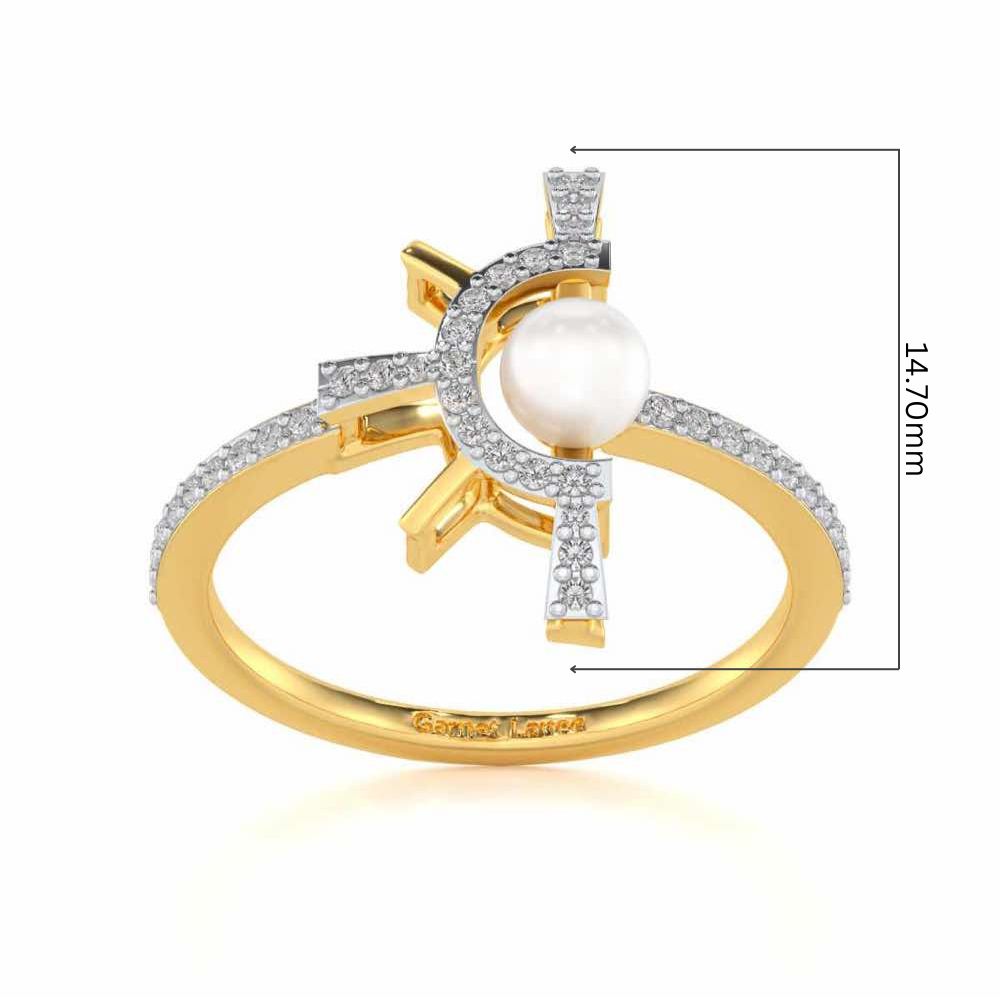 Semi Sun Silver Pearl Ring - Yellow Gold - Image 5