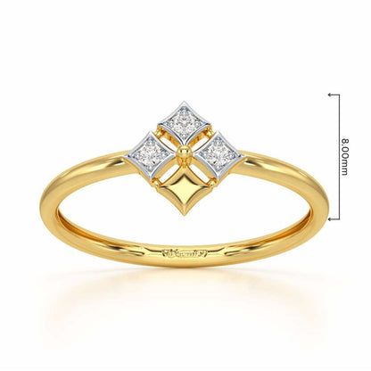 Four Pinch Silver Ring - Yellow Gold - Image 2
