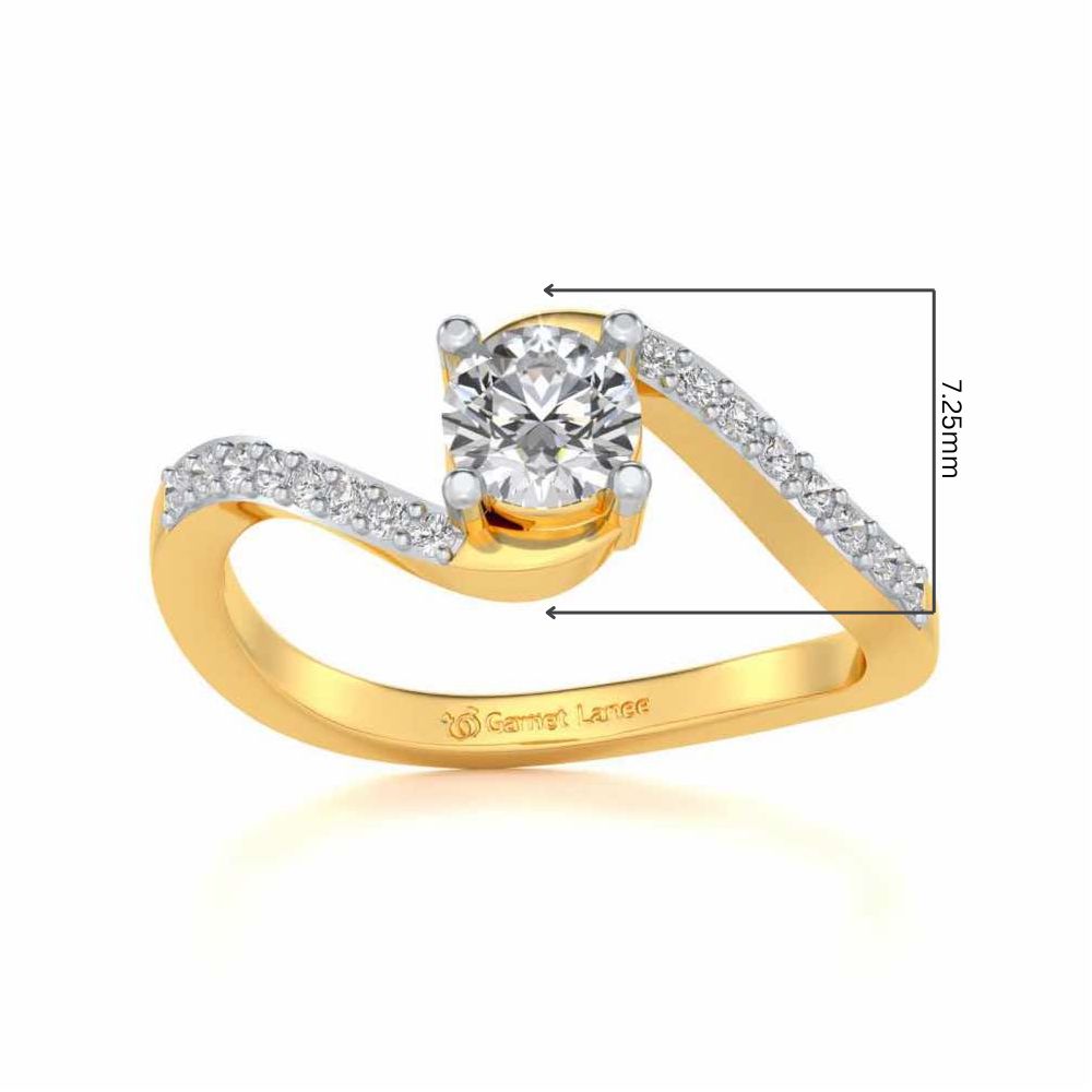 Widish Solitaire Silver Ring - Yellow Gold - Image 5