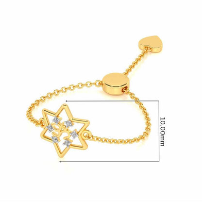 Om Star Adjustable Silver Ring - Yellow Gold - Image 5