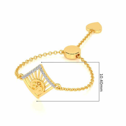 Om Crown Adjustable Silver Ring - Yellow Gold - Image 5