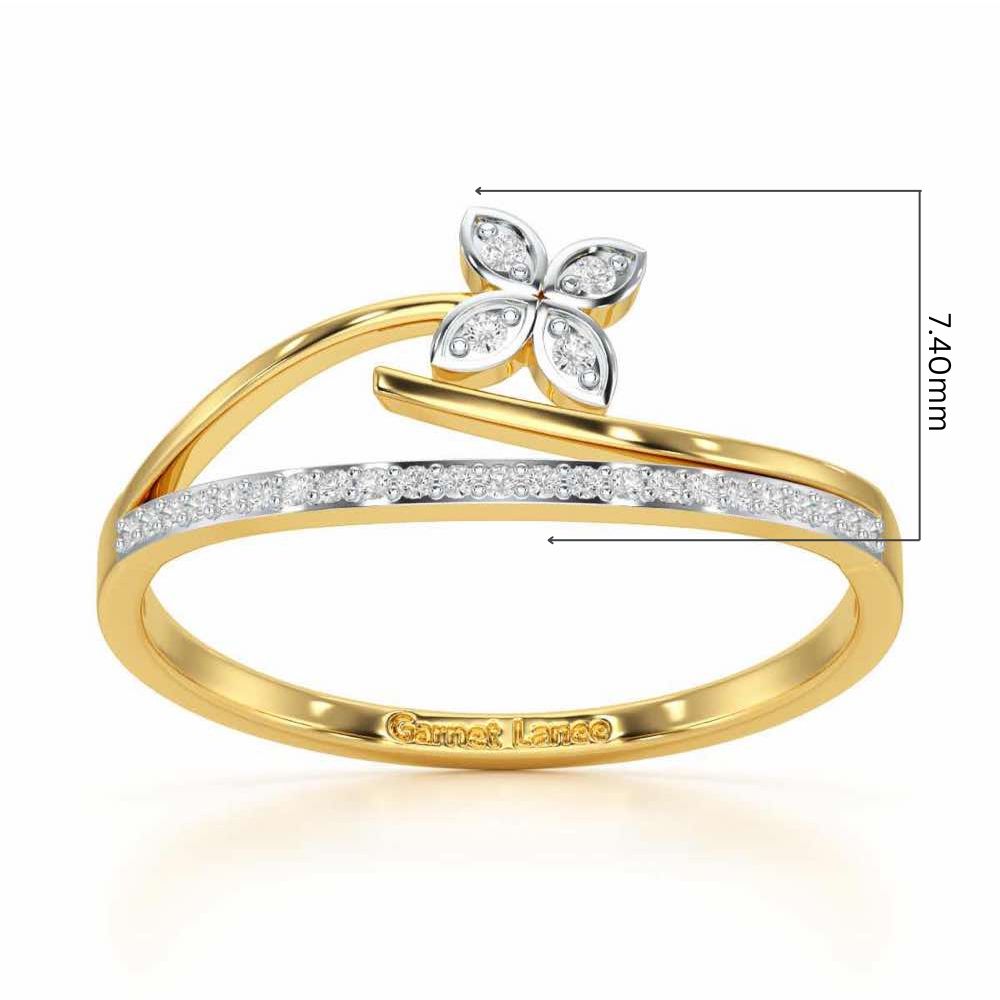 Subtle Flower Silver Ring - Yellow Gold - Image 5