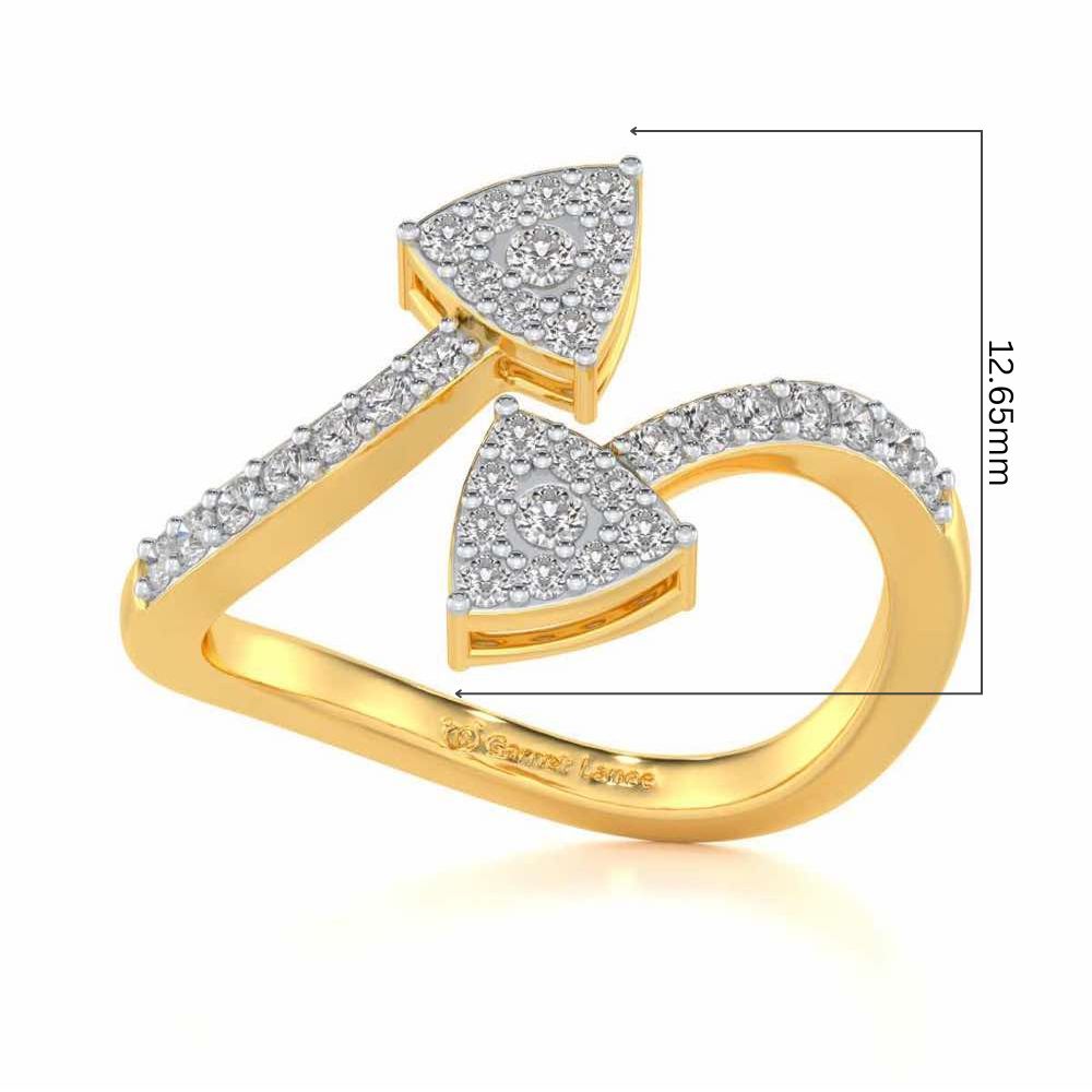 Inverted Arrows Silver Ring - Yellow Gold - Image 5
