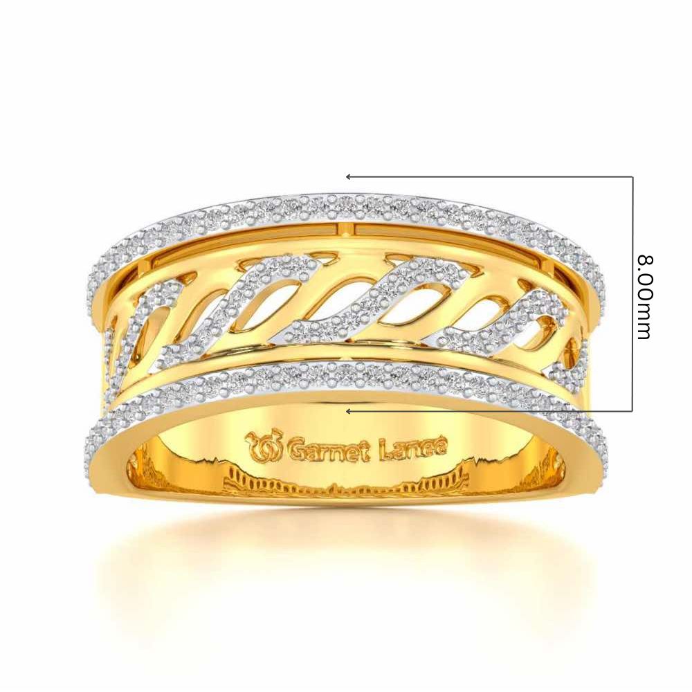 Glitz Braid Silver Band Ring - Yellow Gold - Image 5