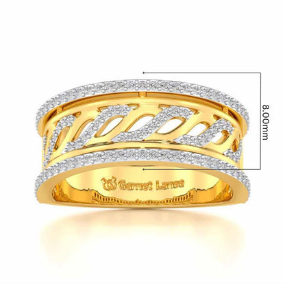 Glitz Braid Silver Band Ring - Yellow Gold - Image 5