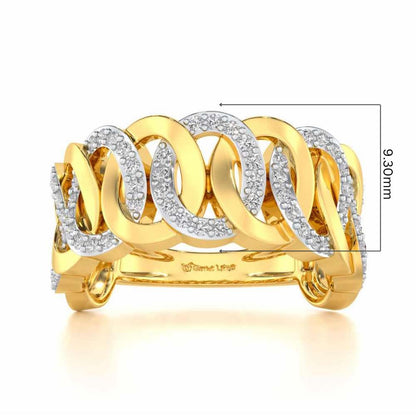Elipse Overlap Silver Band Ring - Yellow Gold - Image 5