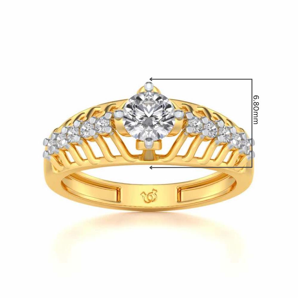 Coronated Solitaire Silver Ring - Yellow Gold - Image 5