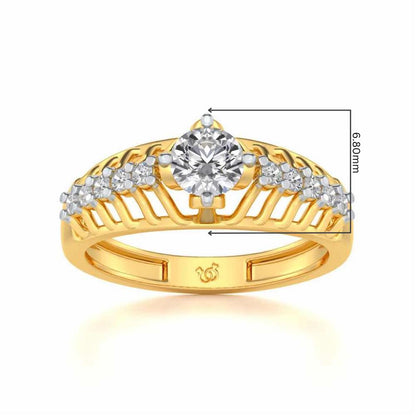 Coronated Solitaire Silver Ring - Yellow Gold - Image 5