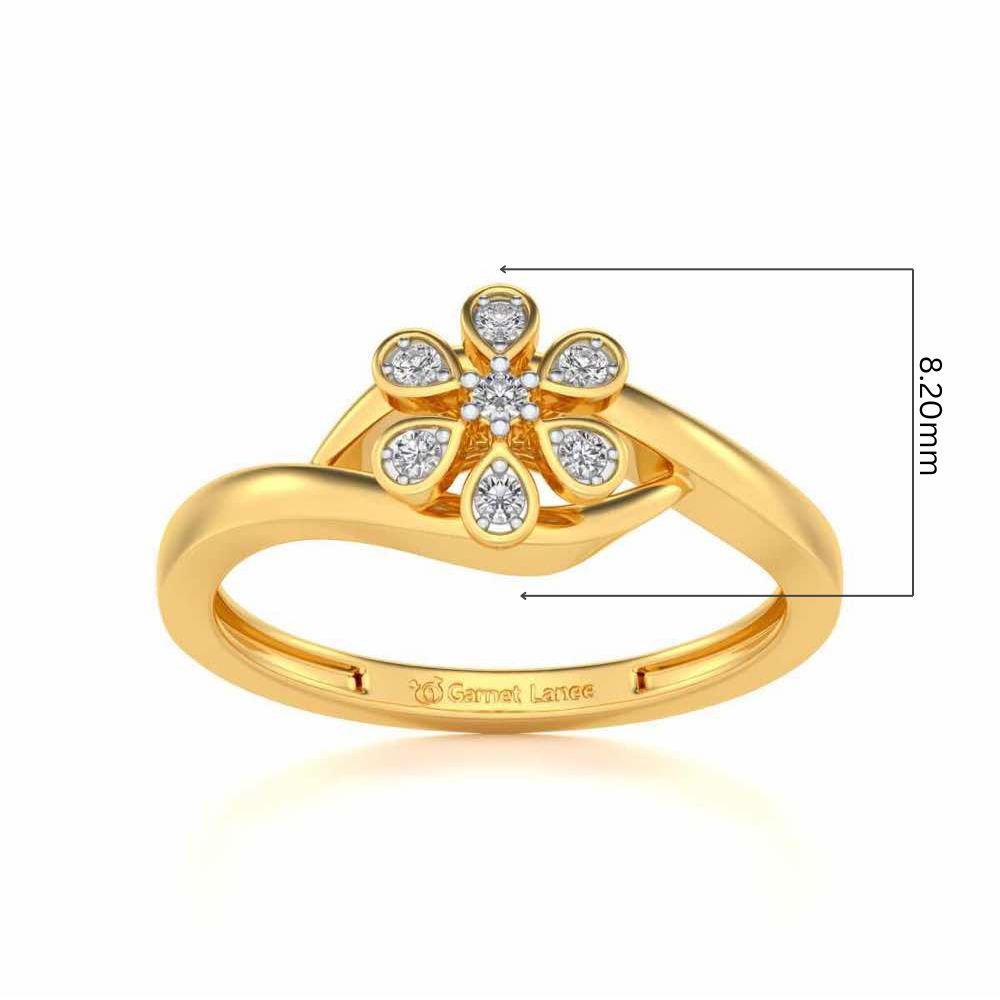 Shinny Flower Silver Ring - Yellow Gold - Image 5