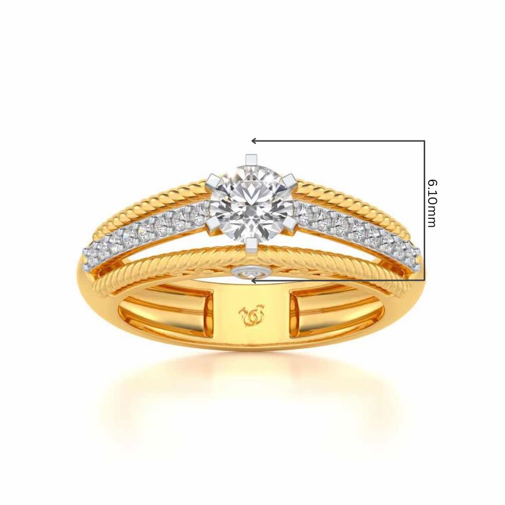 Antique cae Solitaire Silver Ring - Yellow Gold - Image 5