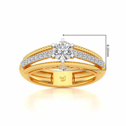 Antique cae Solitaire Silver Ring - Yellow Gold - Image 5