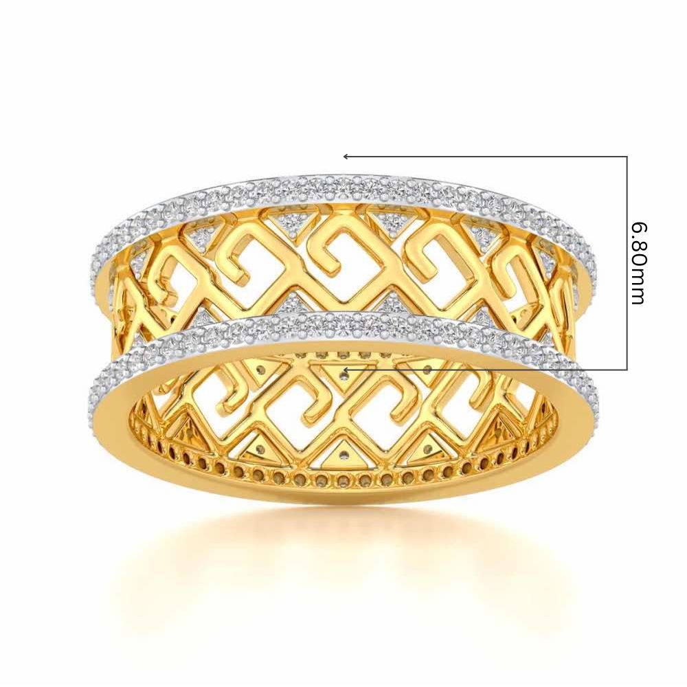 Square Spiral Silver Band Ring - Yellow Gold - Image 5