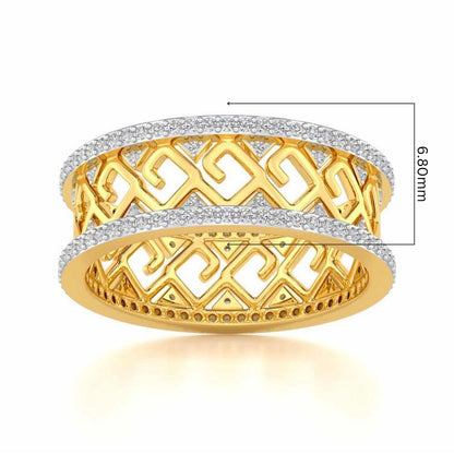 Square Spiral Silver Band Ring - Yellow Gold - Image 5