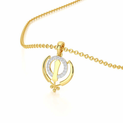 Khalsa Meher Silver Pendant - Yellow Gold - Image 2