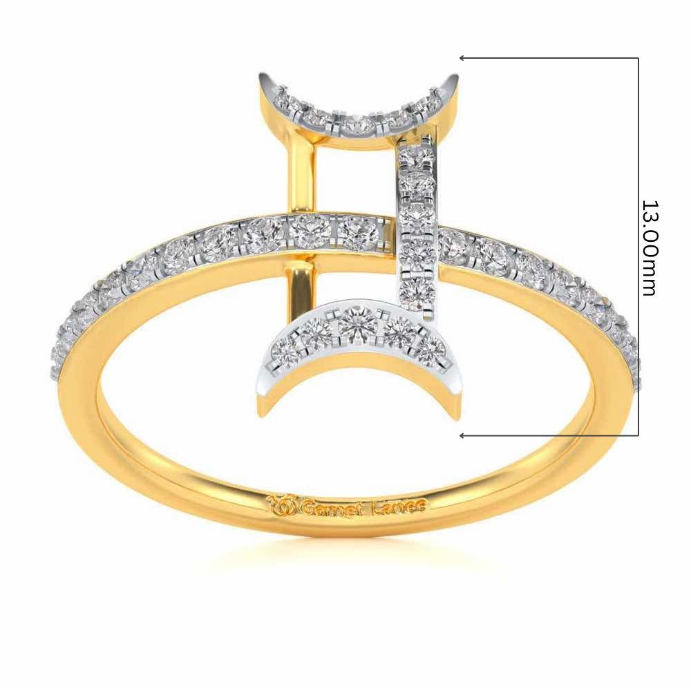 Divine Gemini Silver Ring - Yellow Gold - Image 5