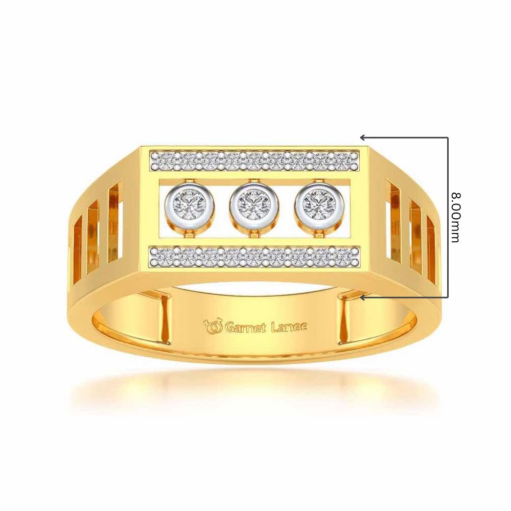 Three Dots Ring For Men - Yellow Gold - Image 5