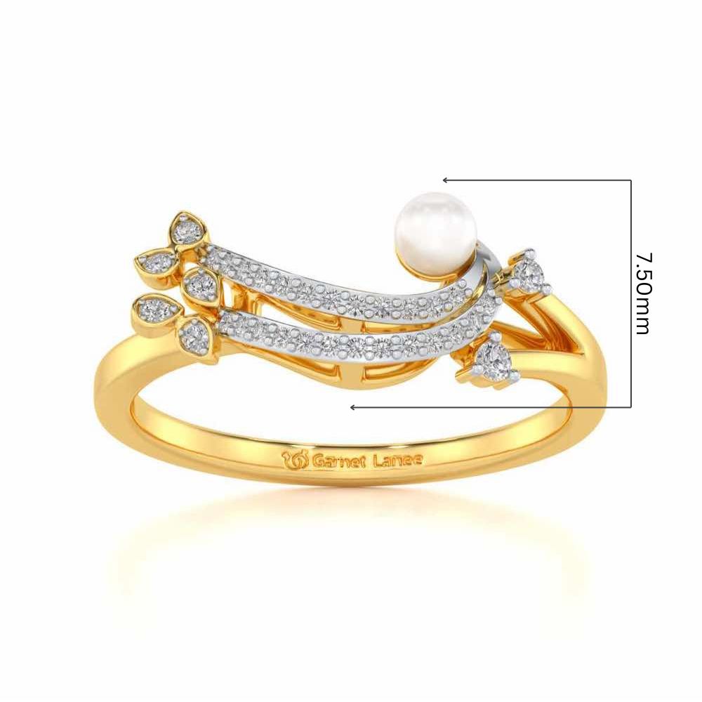 Flora-Tide Silver Pearl Ring - Yellow Gold - Image 5