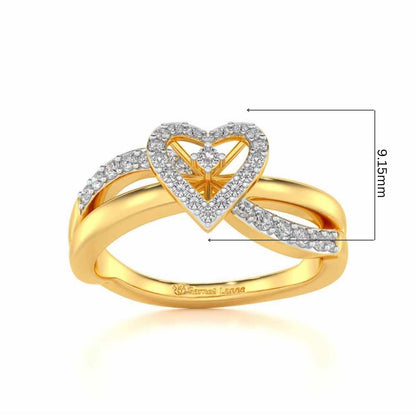 Heart Rays Silver Ring - Yellow Gold - Image 5