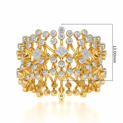 Gorgeous Vine Silver Band Ring - Yellow Gold - Image 5