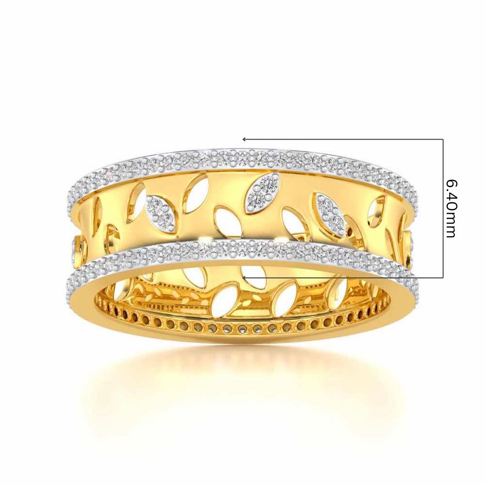 Glam Ferns Silver Band Ring - Yellow Gold - Image 5