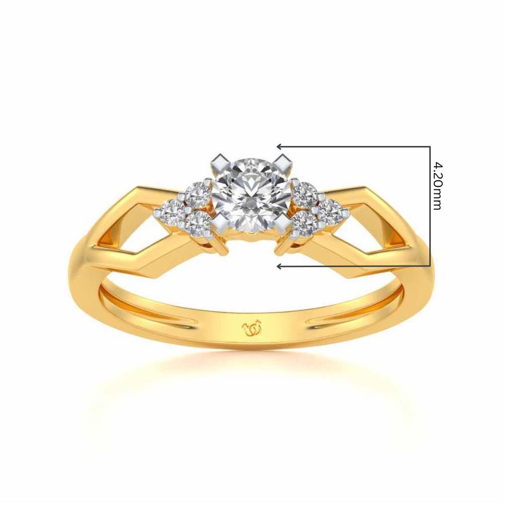 Visual Delight Solitaire Silver Ring - Yellow Gold - Image 5
