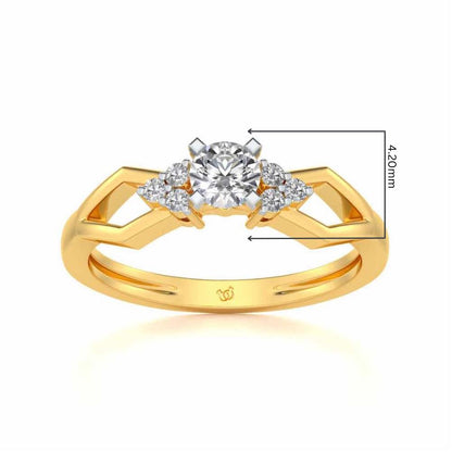 Visual Delight Solitaire Silver Ring - Yellow Gold - Image 5