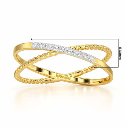 Cross Connection Silver Ring - Yellow Gold - Image 2