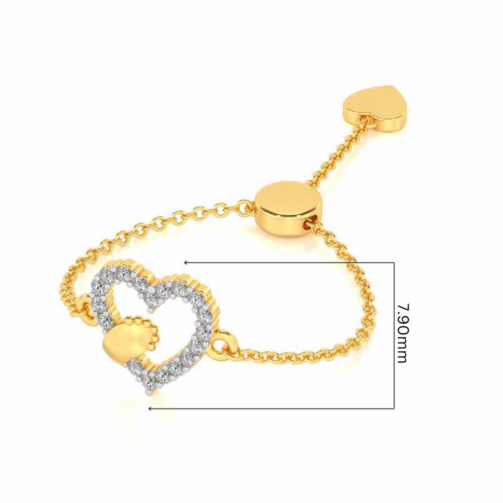 Heart Paw Adjustable Silver Ring - Yellow Gold - Image 5