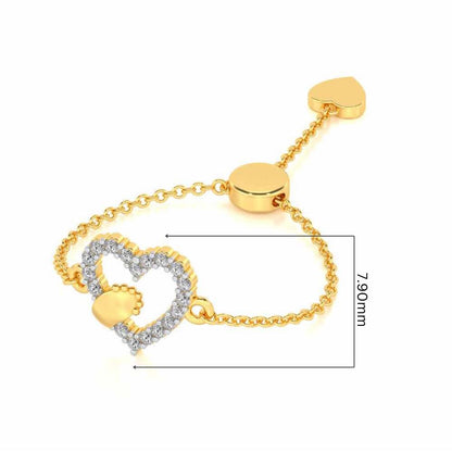 Heart Paw Adjustable Silver Ring - Yellow Gold - Image 5