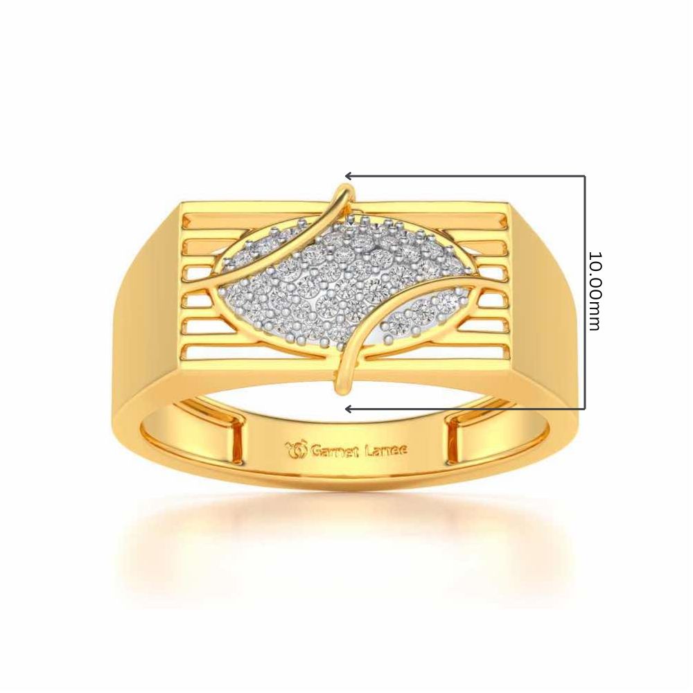 Oval Mesh Silver Ring For Men - Yellow Gold - Image 5