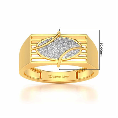 Oval Mesh Silver Ring For Men - Yellow Gold - Image 5