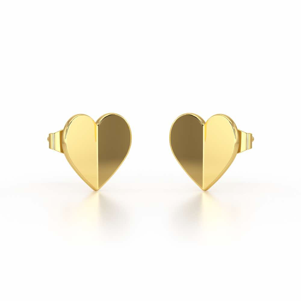 Trinket Heart Silver Earring Studs - Yellow Gold - Image 2