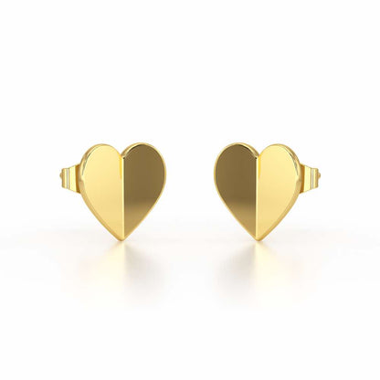 Trinket Heart Silver Earring Studs - Yellow Gold - Image 2
