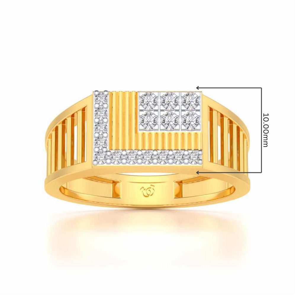 Square Silver Ring For Men - Yellow Gold - Image 5