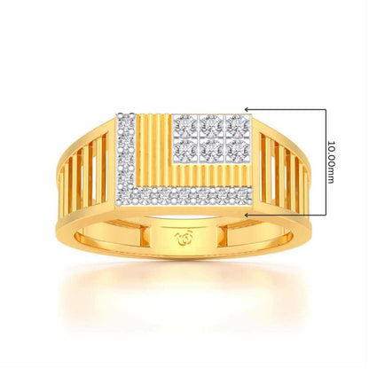 Square Silver Ring For Men - Yellow Gold - Image 5