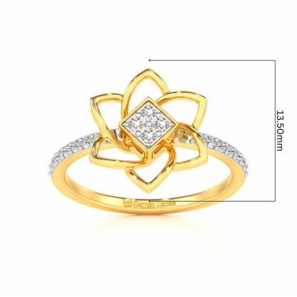 Pinwheel Flower Silver Ring - Yellow Gold - Image 5