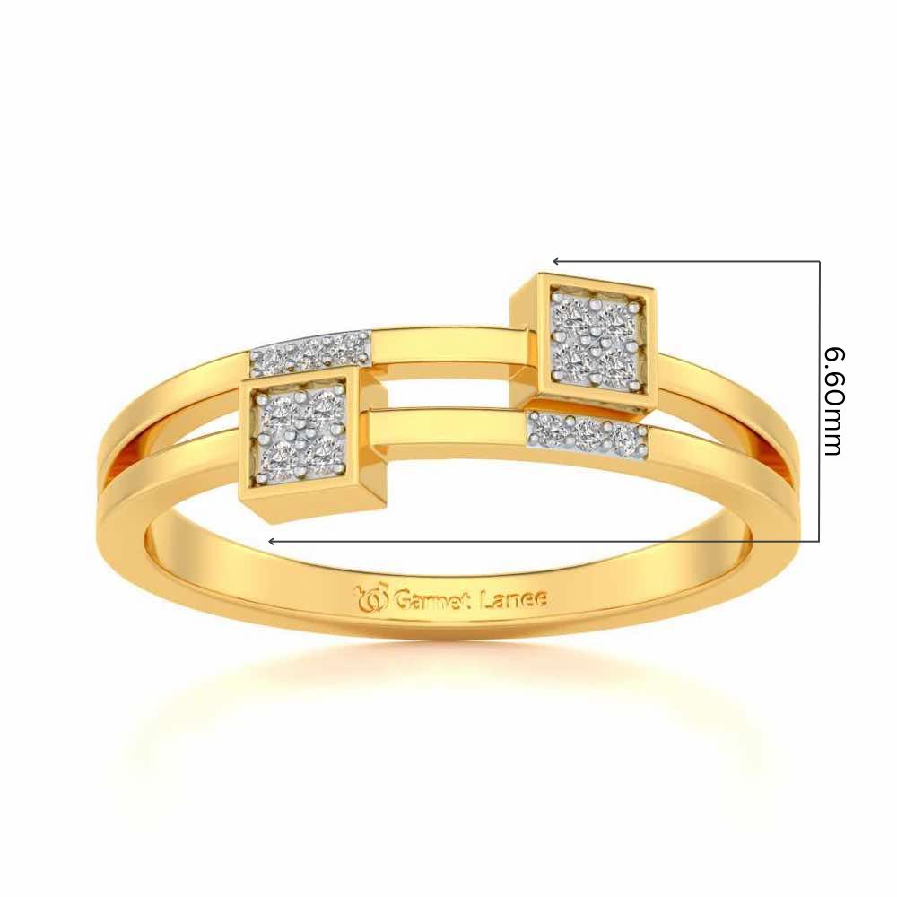 Quirky Square Silver Ring - Yellow Gold - Image 5