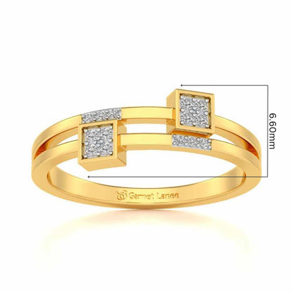 Quirky Square Silver Ring - Yellow Gold - Image 5