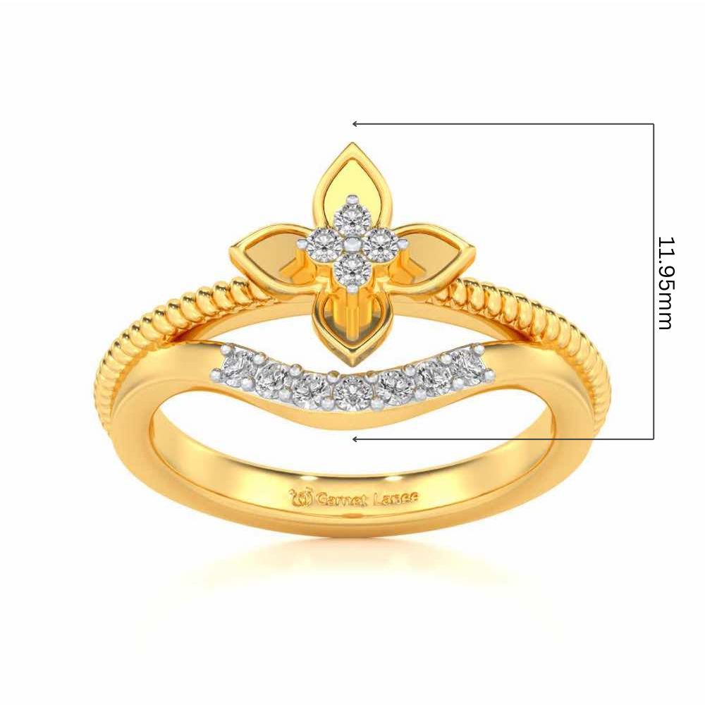 Cue Flower Silver Ring - Yellow Gold - Image 5