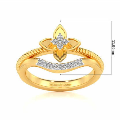 Cue Flower Silver Ring - Yellow Gold - Image 5