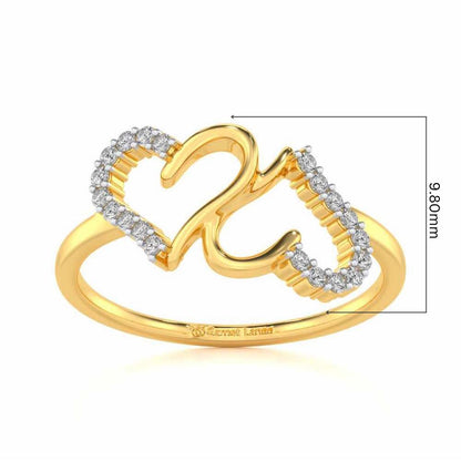 Up-n-Down Heart Silver Ring - Yellow Gold - Image 5