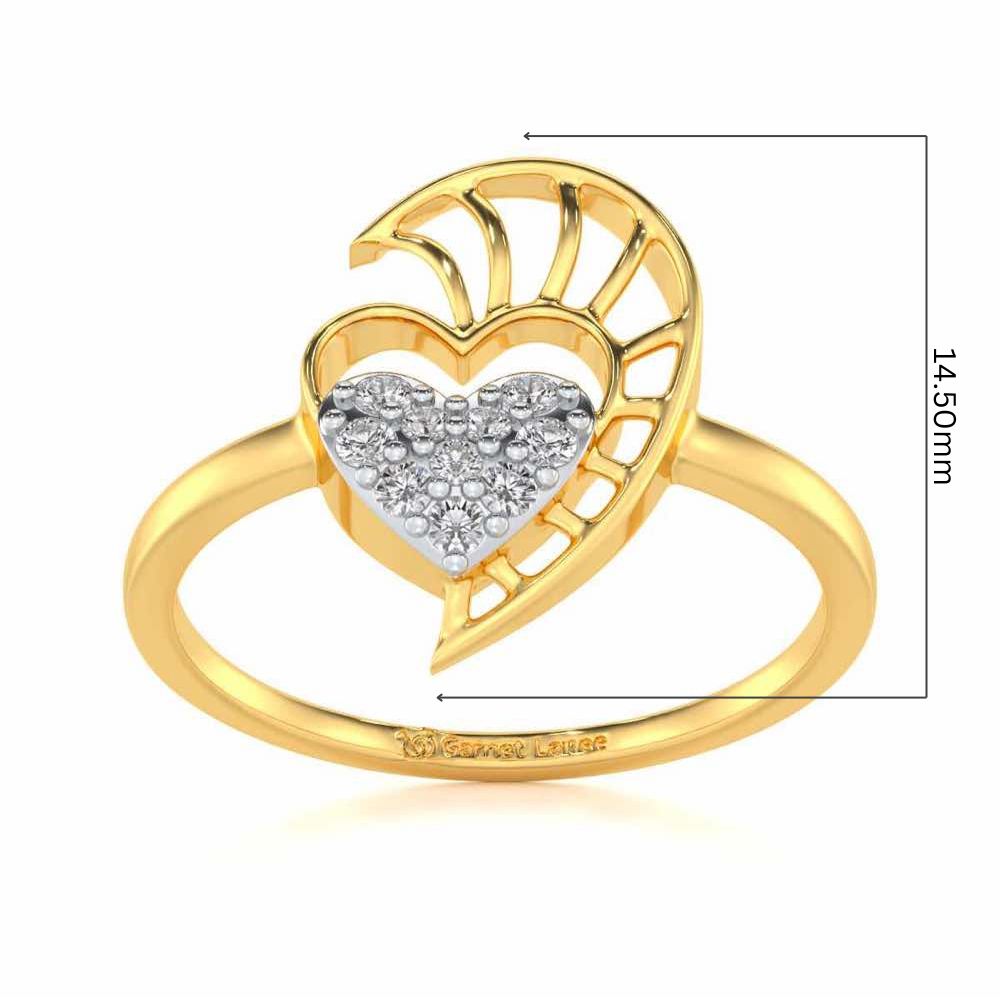 Heart Love Silver Ring - Yellow Gold - Image 5