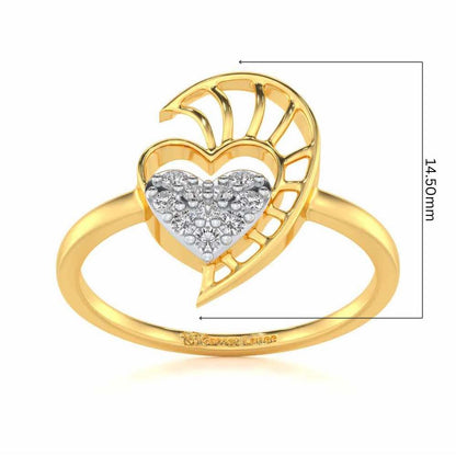 Heart Love Silver Ring - Yellow Gold - Image 5