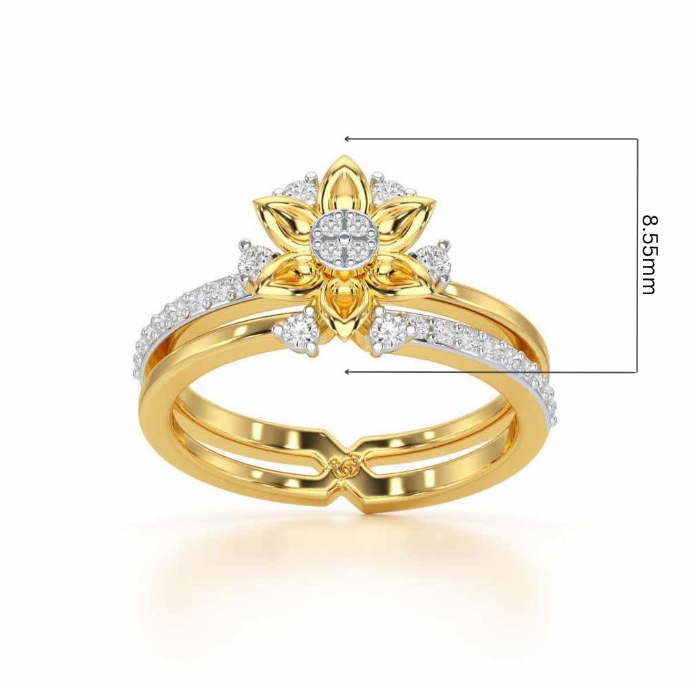 Cross Lattice Silver Ring - Yellow Gold - Image 5