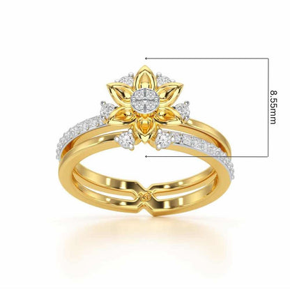 Cross Lattice Silver Ring - Yellow Gold - Image 5