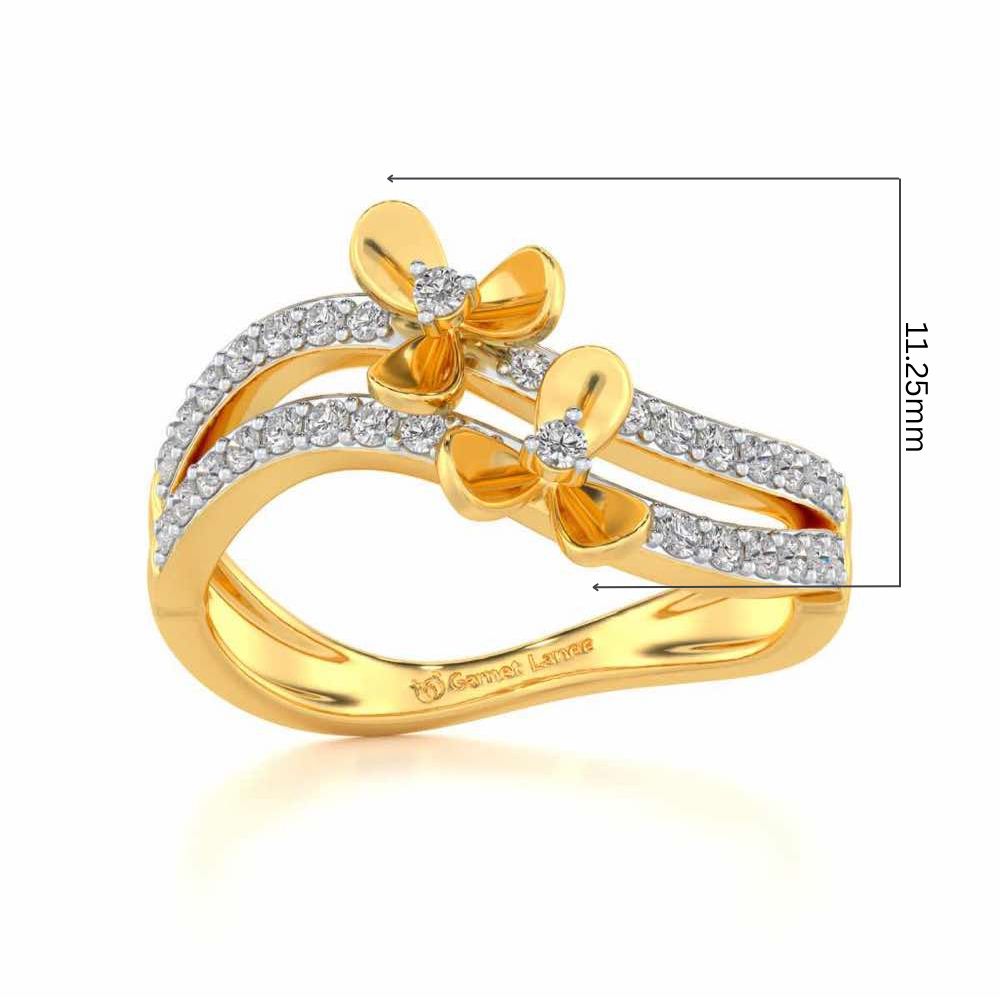 Flower Wave Silver Ring - Yellow Gold - Image 5