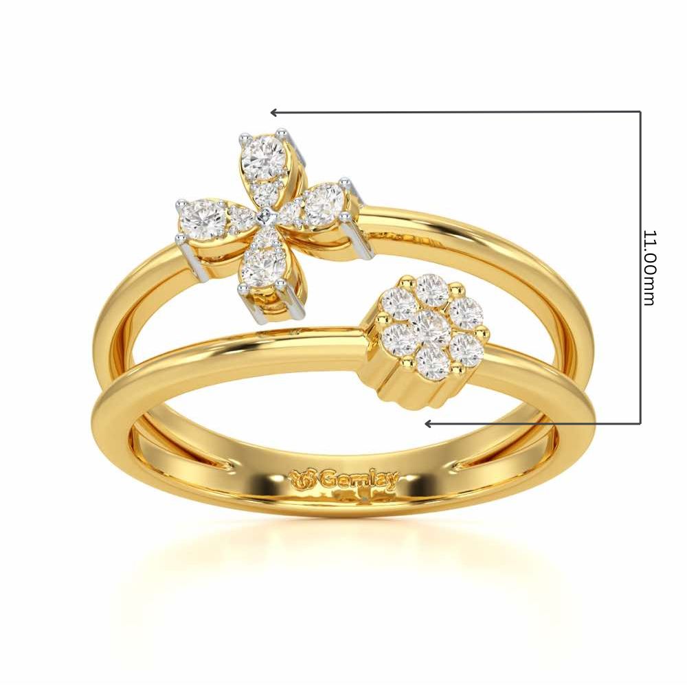 Simple Flower Silver Ring - Yellow Gold - Image 5