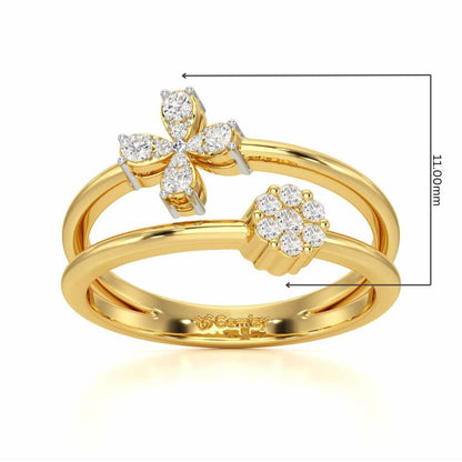 Simple Flower Silver Ring - Yellow Gold - Image 5